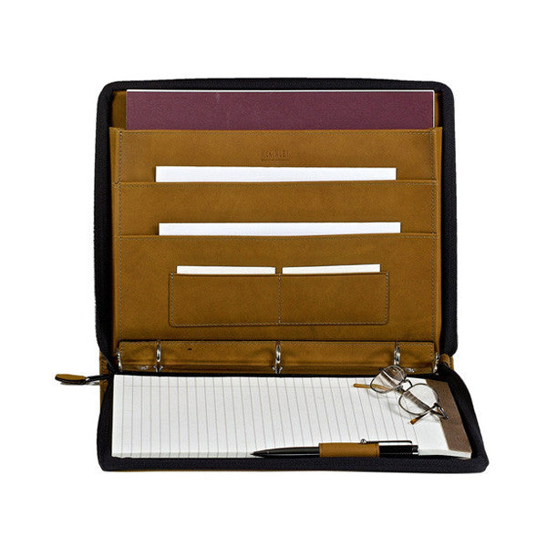Executive Leather Zippered Binder with 3-Rings - Style #140 - handcrafted leather binder for business or personal organization